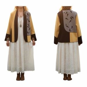 Beppa Vintage Art To Wear Whimsy 100% Wool Colorblock Geometric Print Jacket M